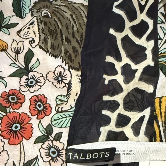 Talbots Square Cotton Head Scarf Hanky African Animals Giraffe Tiger Lion 22 In - Picture 4 of 7